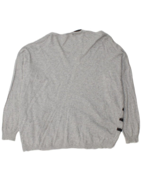 Maglione da donna con scollo a barca MINT VELVET UK 16 a righe grandi grigie