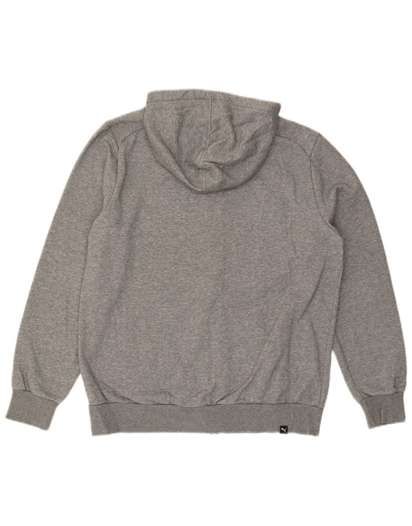 Felpa con cappuccio e zip grafica PUMA da uomo, grande, in cotone grigio