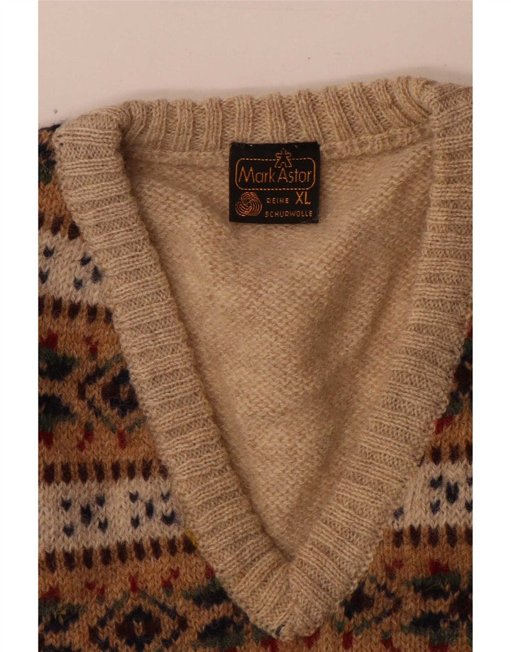 Canotta da uomo Mark Astor Canotta XL Beige Fair Isle Lana