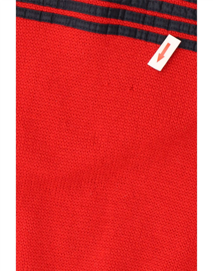 Maglione vintage da uomo con collo a bottoni IT 48 Blocco colore rosso medio