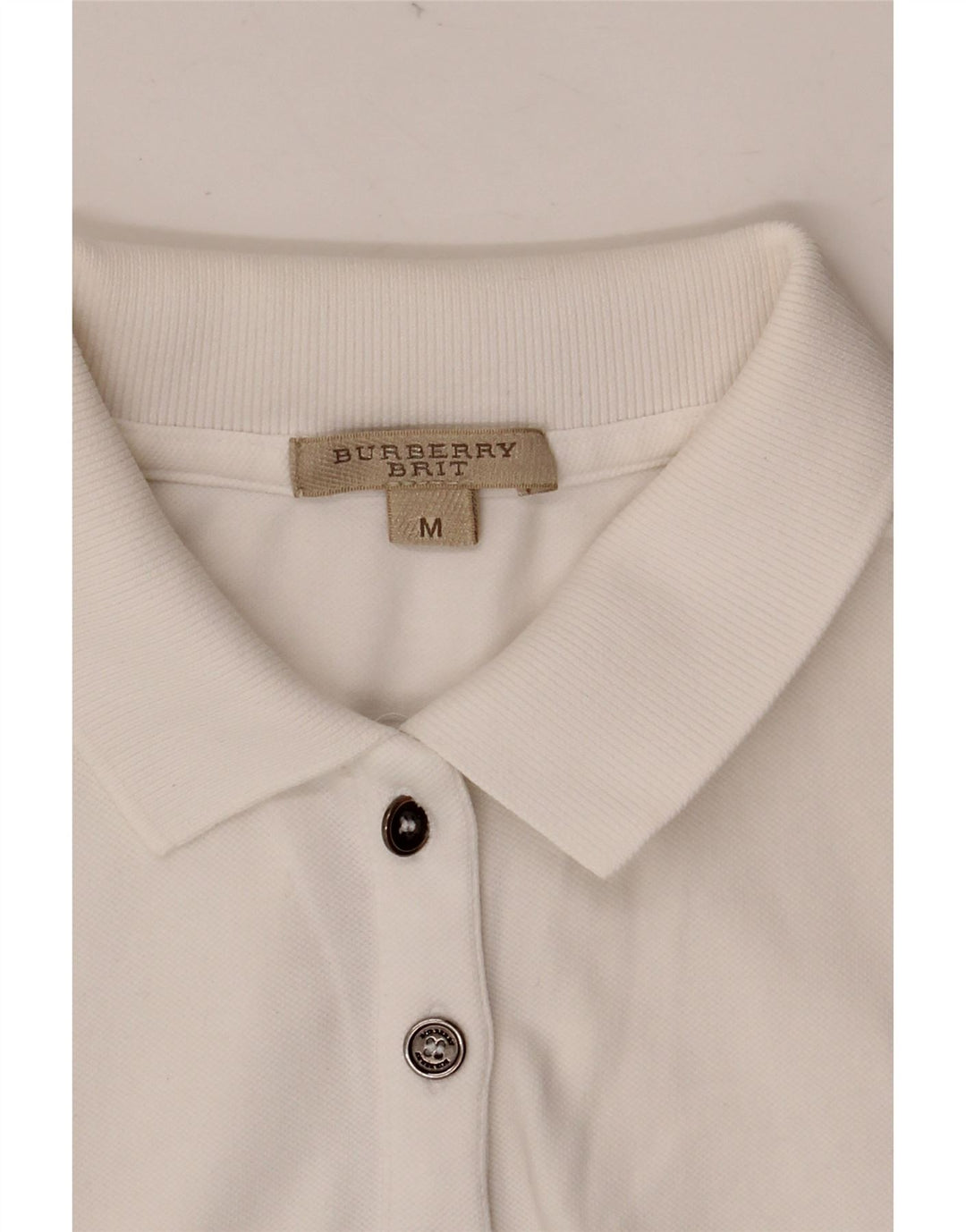 Polo senza maniche BURBERRY da donna BRIT UK 12 Medium White