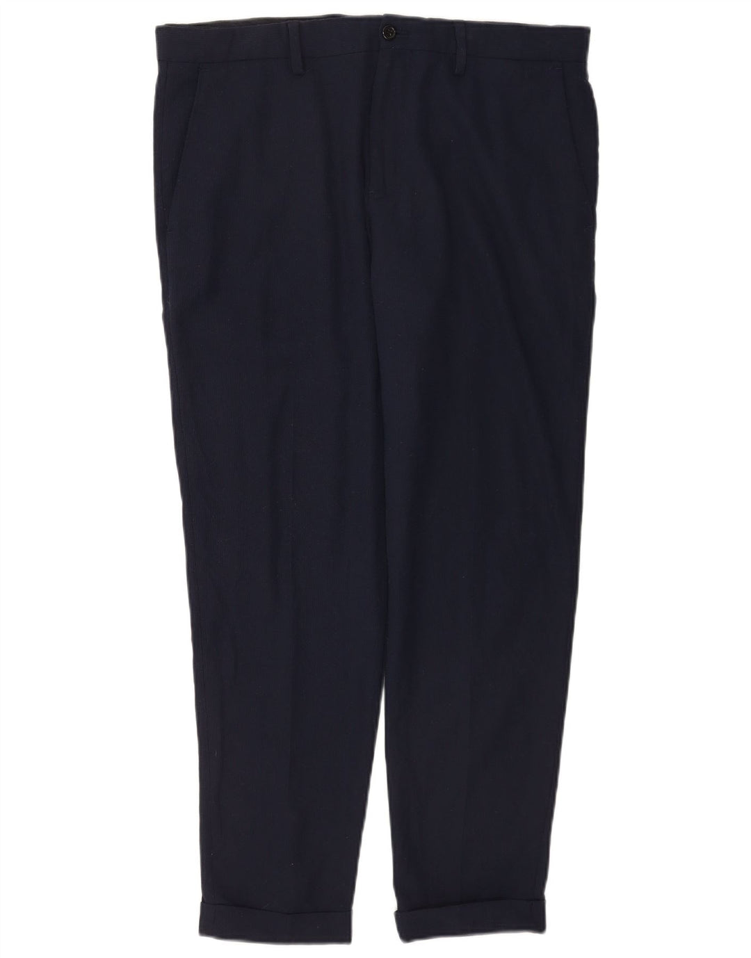 Pantaloni da abito slim da uomo Zara EU 44 Large W34 L30 poliestere blu navy