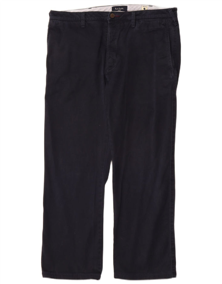 PAUL SMITH Pantaloni chino dritti da uomo W32 L28 cotone blu navy