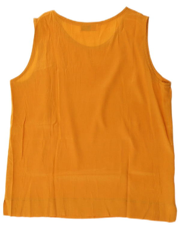 Top camicetta senza maniche vintage da donna UK 14 Acetato giallo medio