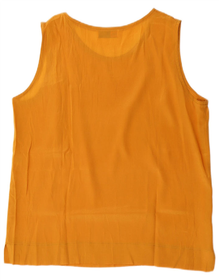 Top camicetta senza maniche vintage da donna UK 14 Acetato giallo medio