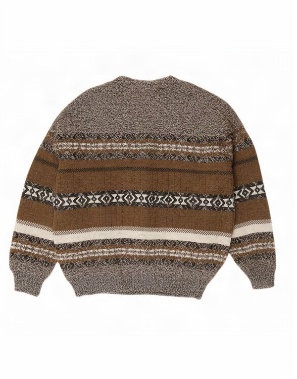 Maglione cardigan da uomo vintage XL grigio Fair Isle