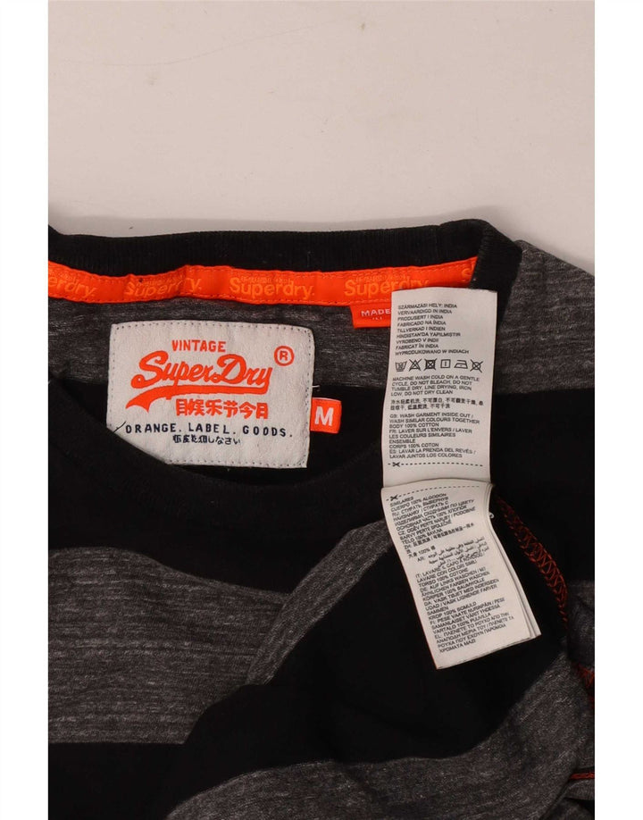 T-shirt da uomo Superdry Top in cotone a righe grigio medio