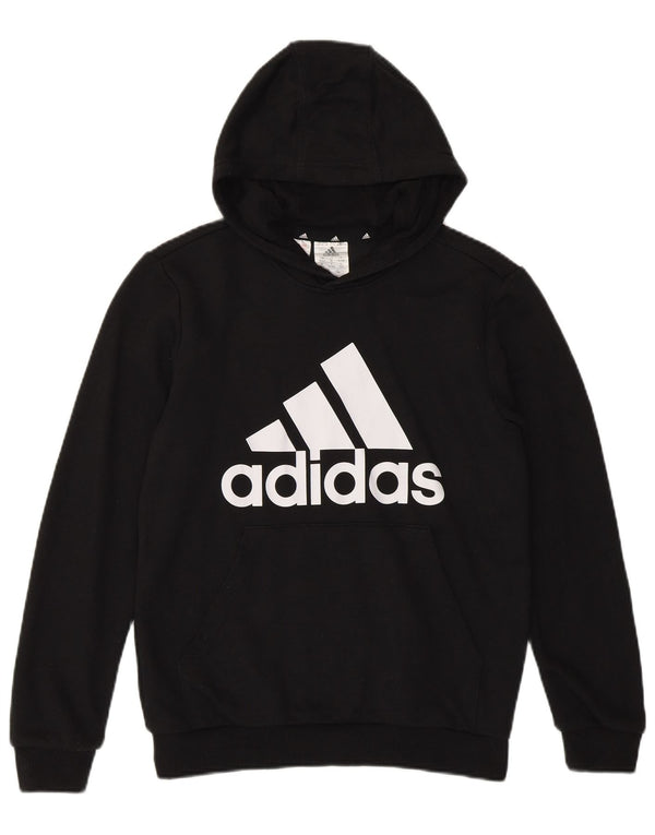 Felpa con cappuccio grafica Adidas da ragazzo 11-12 anni in cotone nero
