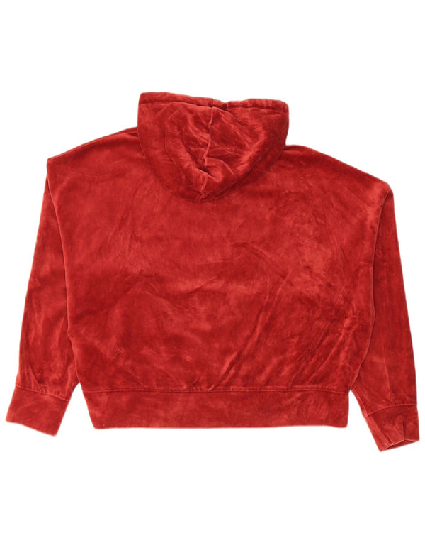 Maglione con cappuccio in velluto oversize corto da donna Puma UK 14 cotone rosso medio