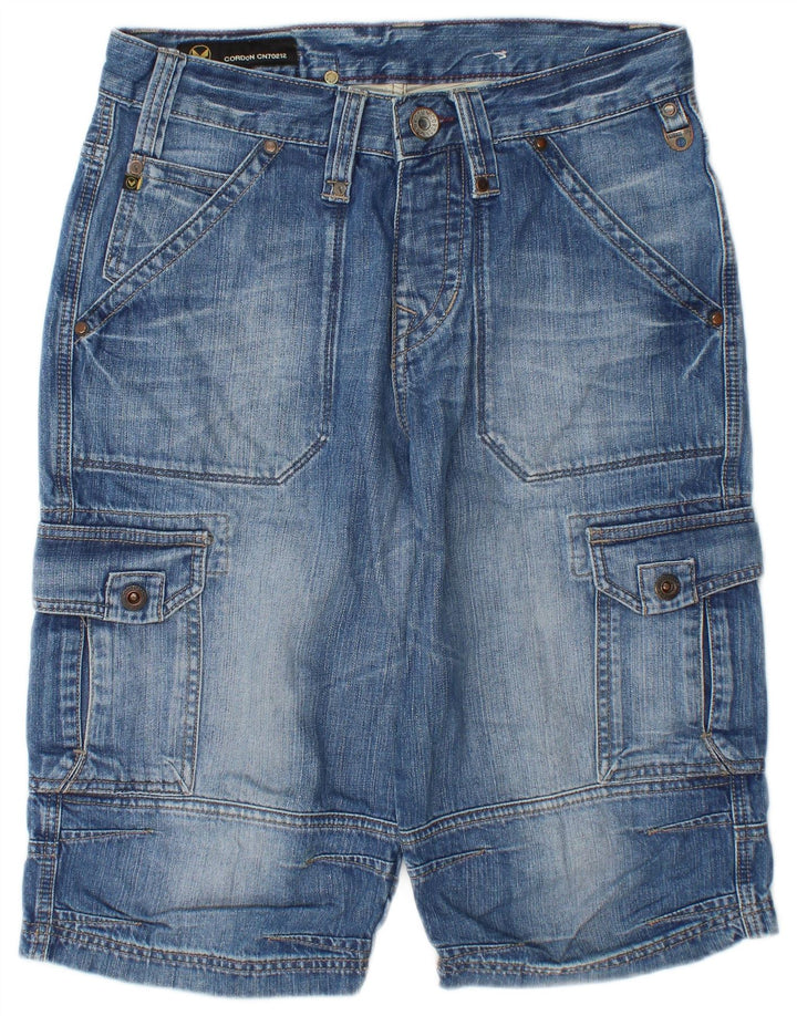 Pantaloncini di jeans cargo da uomo vintage W30 in cotone blu medio