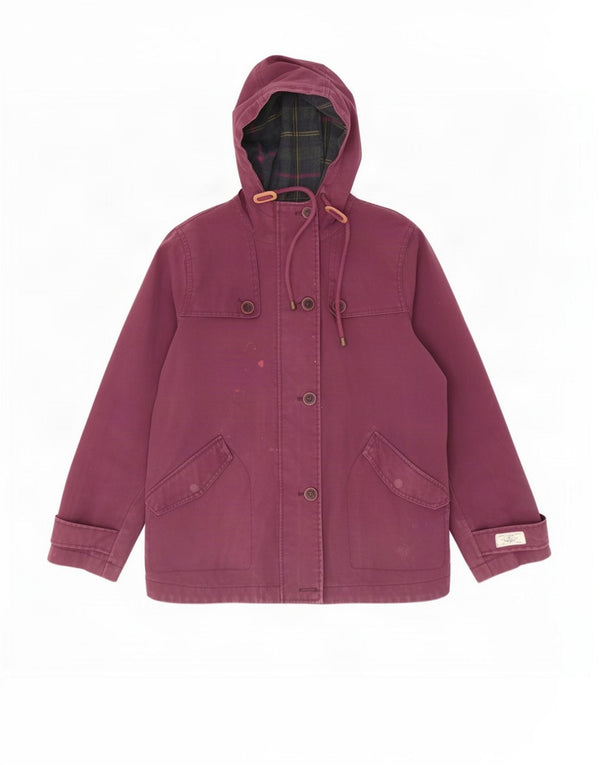 Giacca antipioggia con cappuccio da donna Joules UK 14 grande cotone viola
