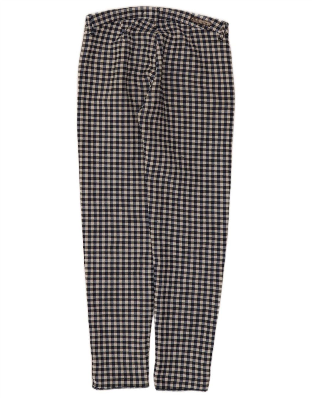 Pantaloni casual slim da donna Guess W24 L26 a quadretti blu navy