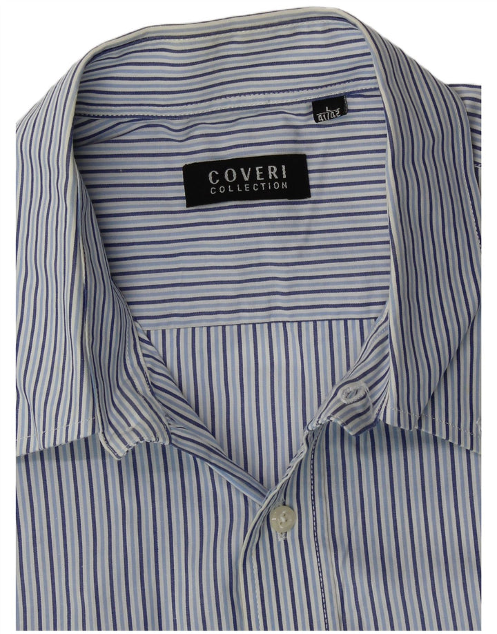 Camicia da uomo a maniche corte Coveri taglia 41/42 grande gessato blu