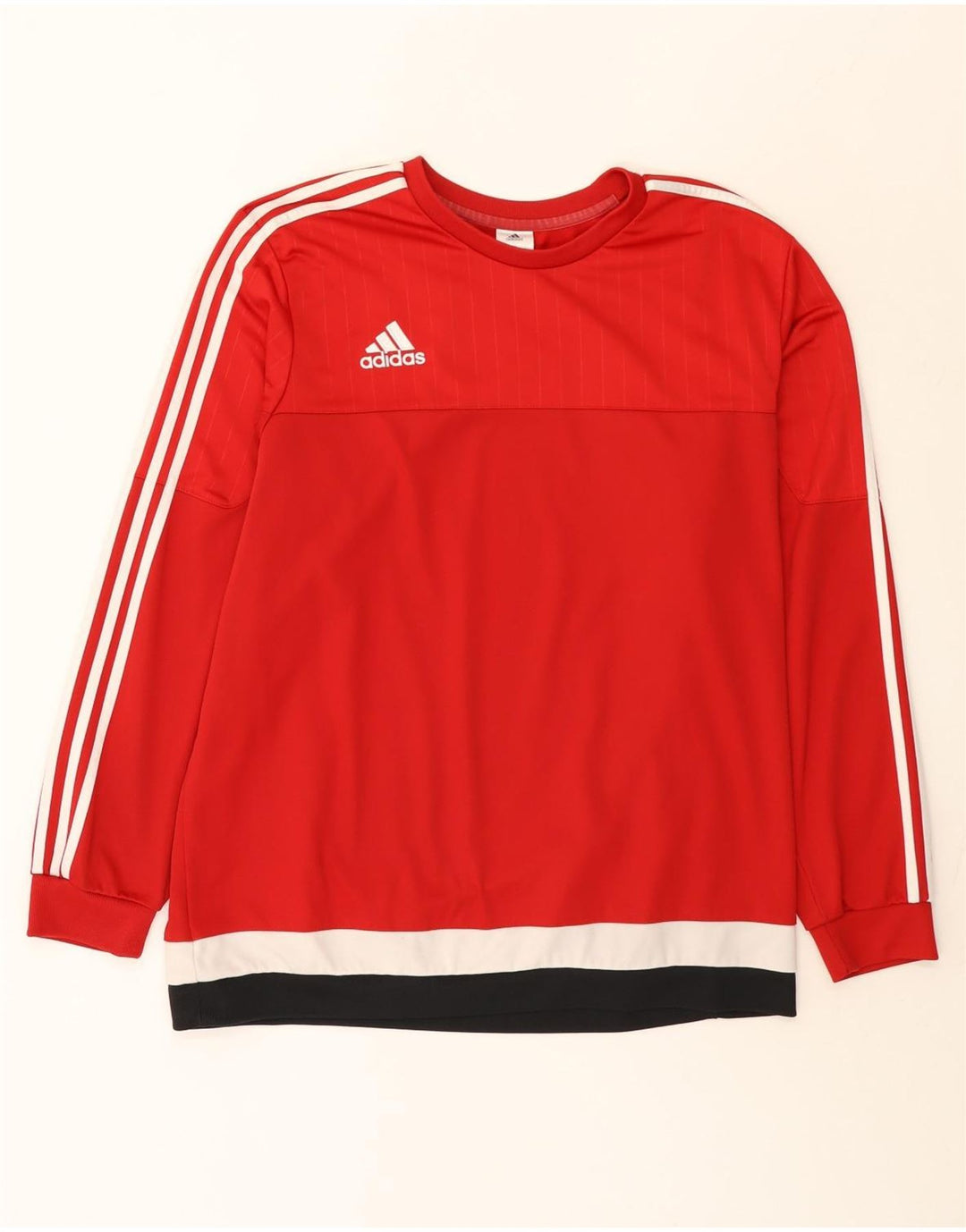 Adidas Uomo Top Manica Lunga 2XL Rosso Colourblock Poliestere