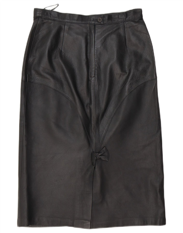 Gonna in pelle da donna vintage EU 40 media W30 in pelle nera
