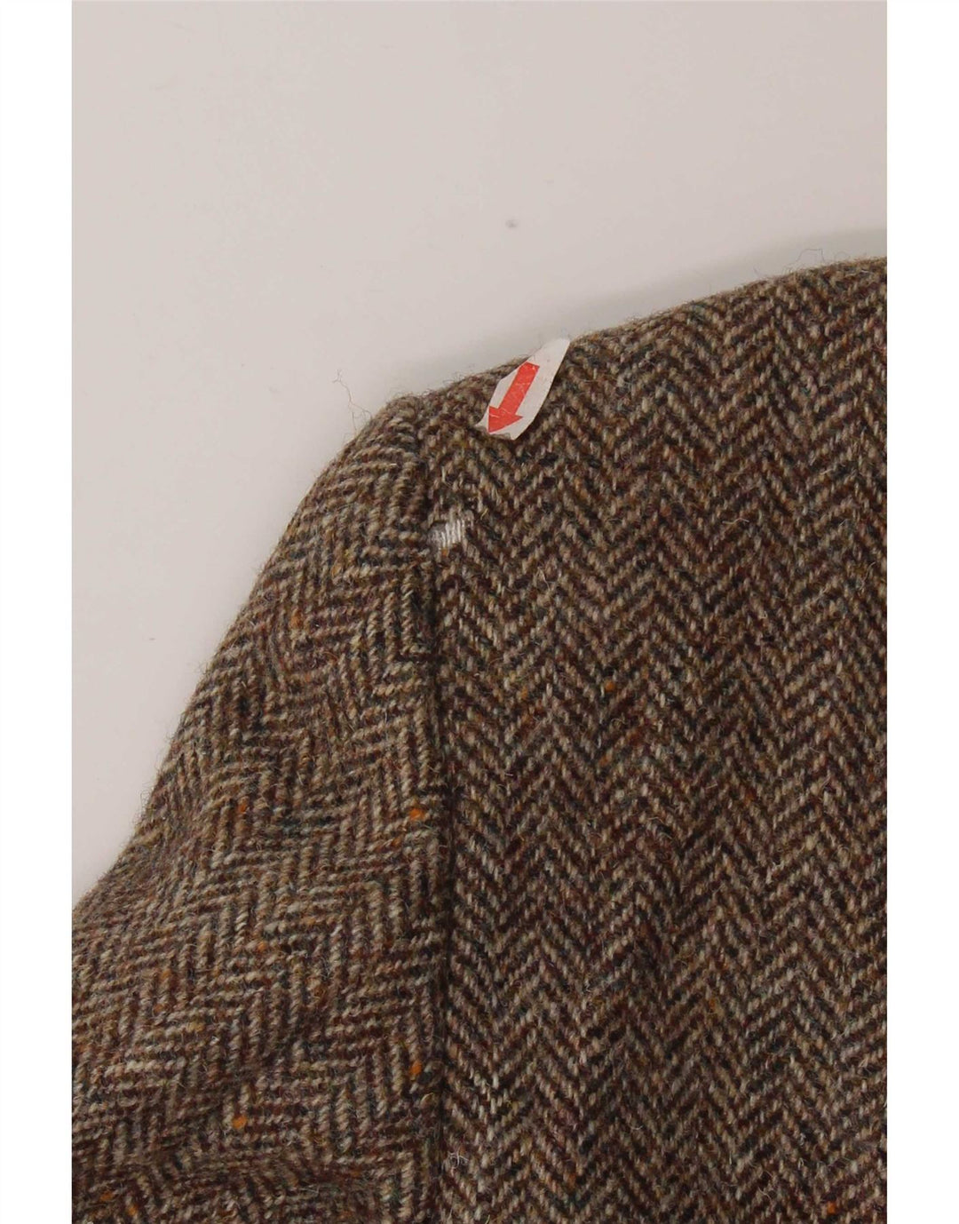 Giacca blazer a 2 bottoni da uomo Harris Tweed UK 42 XL lana a spina di pesce marrone