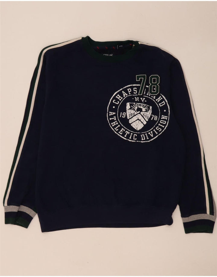 Felpa grafica da uomo Chaps, maglione grande, cotone color block blu navy