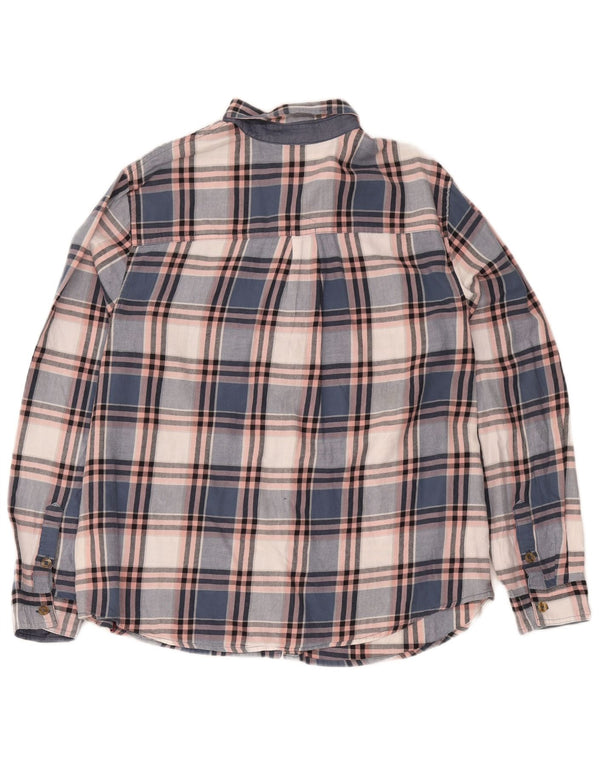 Dickies Camicia in flanella da donna, vestibilità ampia, UK 16, cotone a quadri grandi blu