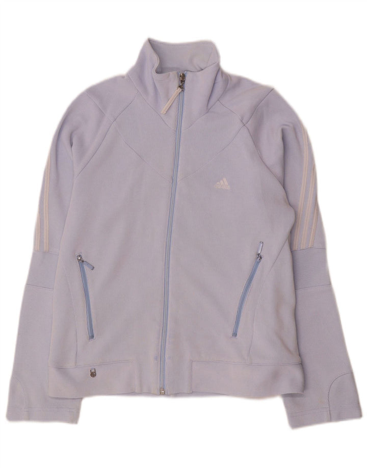 Giacca da ginnastica da donna Adidas UK 12 cotone blu medio
