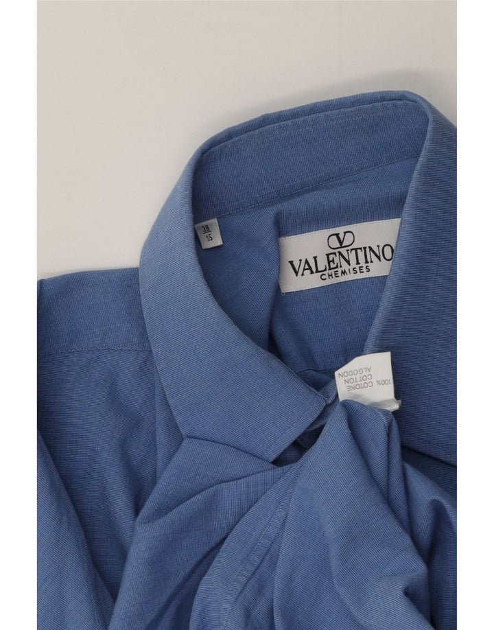 Camicia Chemise da Uomo Valentino Taglia 38 15 Cotone Blu Medio