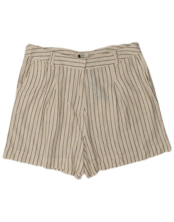 Pantaloncini chino a vita alta da donna Fat Face UK 16 Large W34 a righe bianco sporco