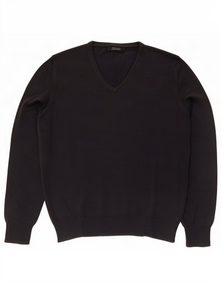 Maglione Zara da uomo con scollo a V in cotone nero medio