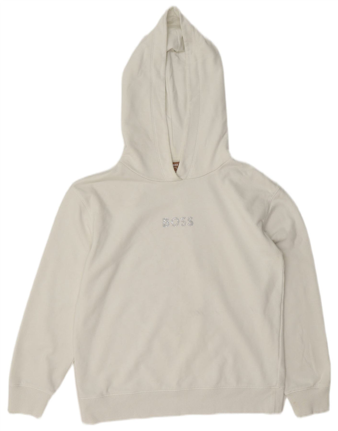Hugo Boss Womens Hoodie Jumper UK 14 Medium White Cotton