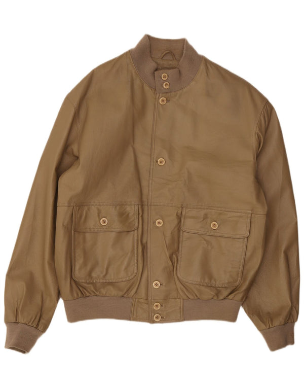 Giubbotto bomber in pelle da uomo vintage UK 42 XL Beige