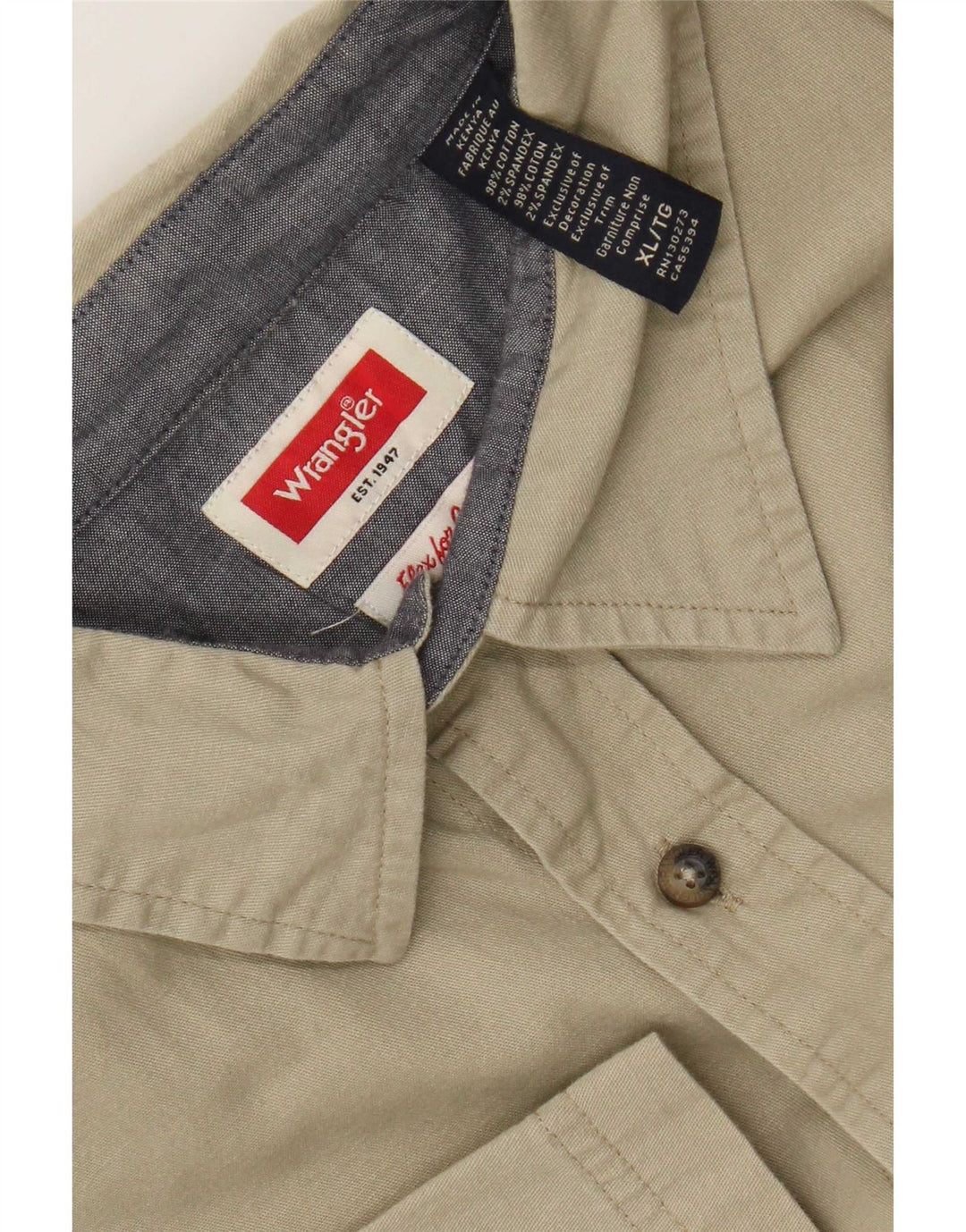 Camicia a maniche corte da uomo Wrangler XL in cotone kaki