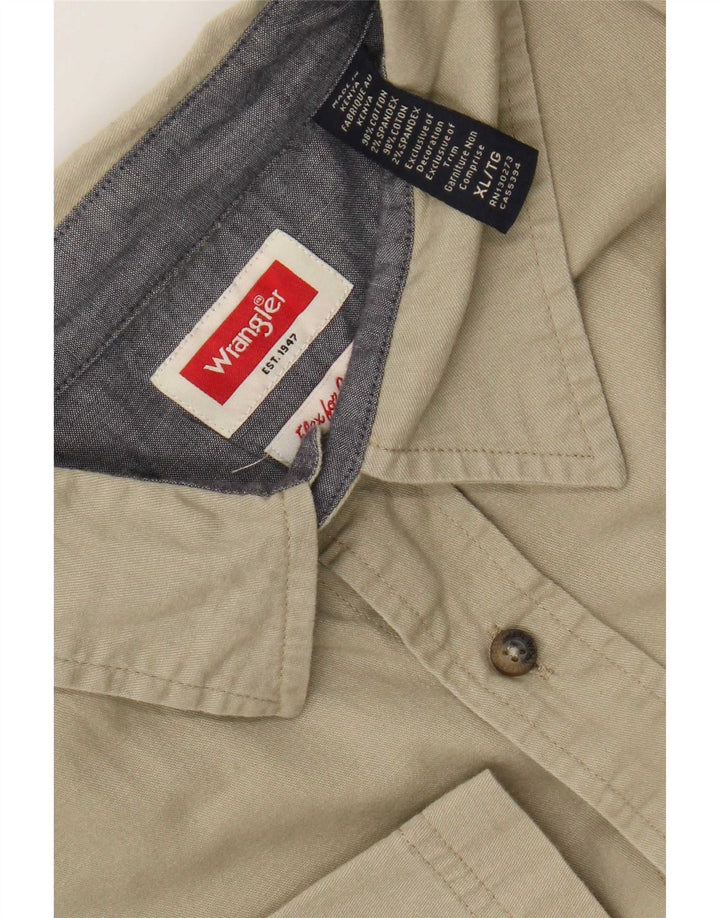 Camicia a maniche corte da uomo Wrangler XL in cotone kaki