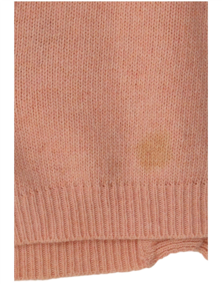 Maglione cardigan da donna VINTAGE UK 16 grande lana floreale rosa