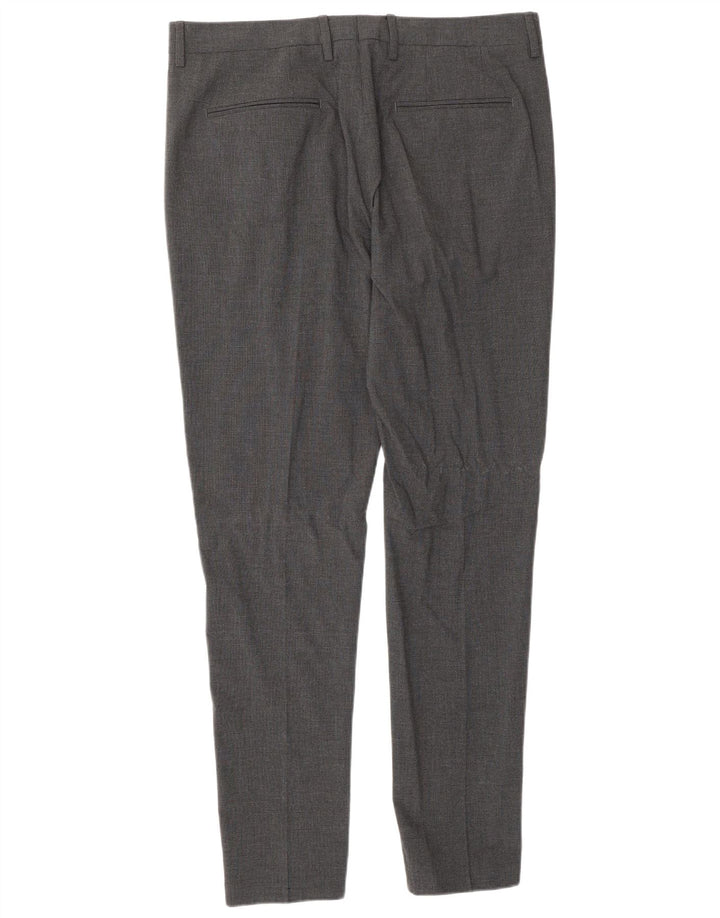 Pantaloni chino slim da uomo Zara EU 42 Large W32 L32 lana a quadri grigi
