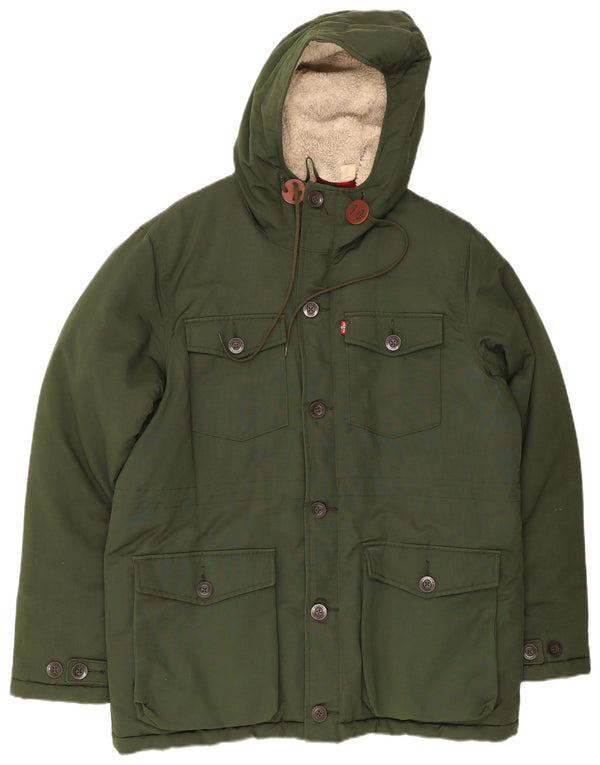 Giacca imbottita con cappuccio da uomo Levi's UK 40 grande cotone verde