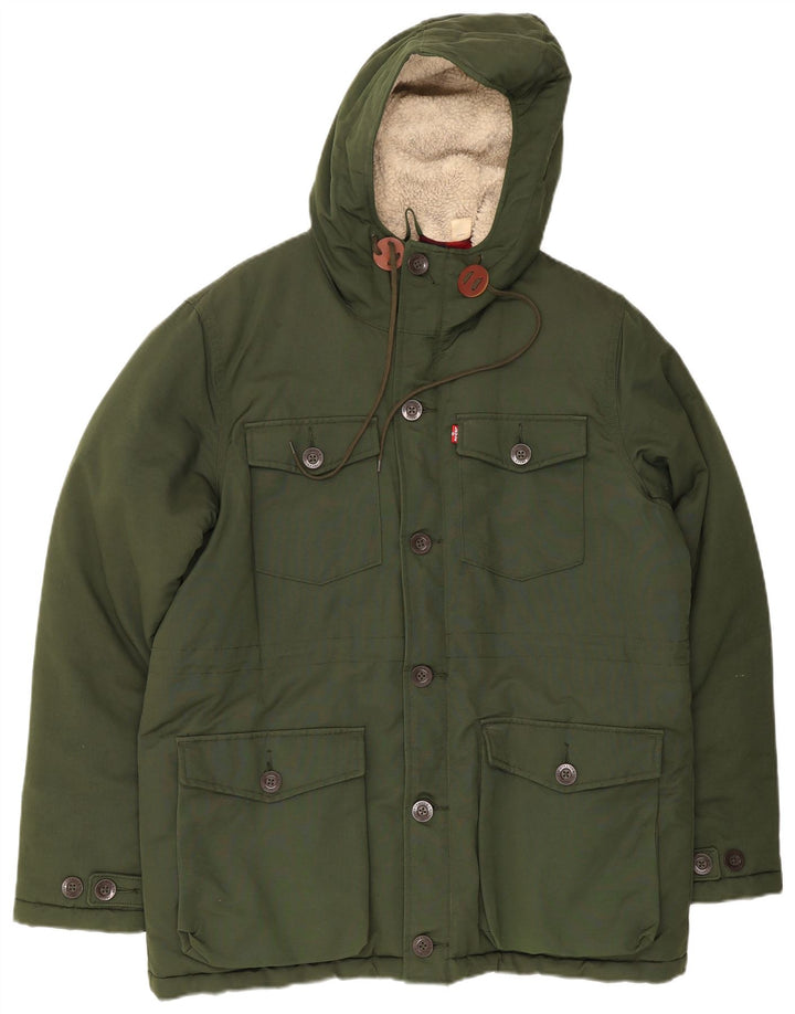 Giacca imbottita con cappuccio da uomo Levi's UK 40 grande cotone verde