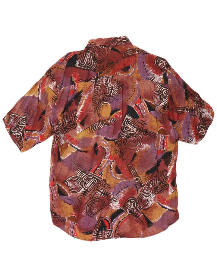 Camicia vintage da uomo a maniche corte grande marrone geometrica