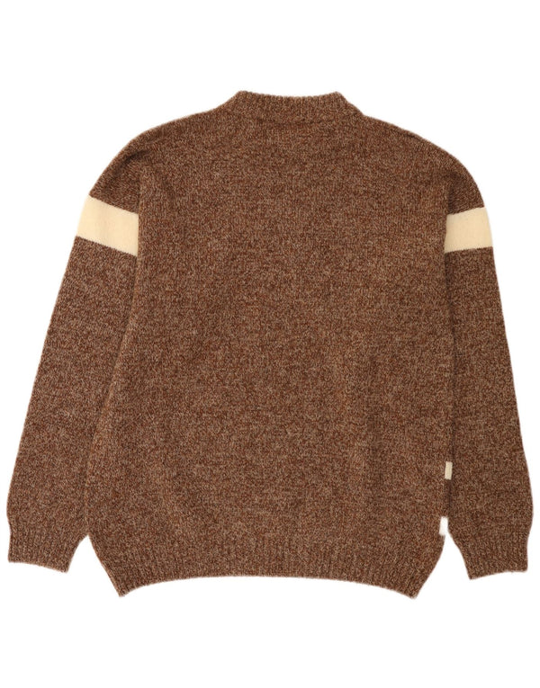 Maglione girocollo da uomo Good Luck, maglione piccolo in lana a righe marroni