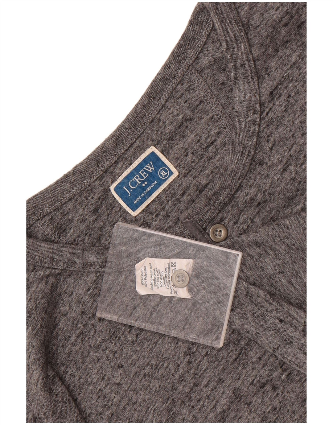 J. Crew Maglia da uomo a maniche lunghe XL in cotone chiazzato grigio