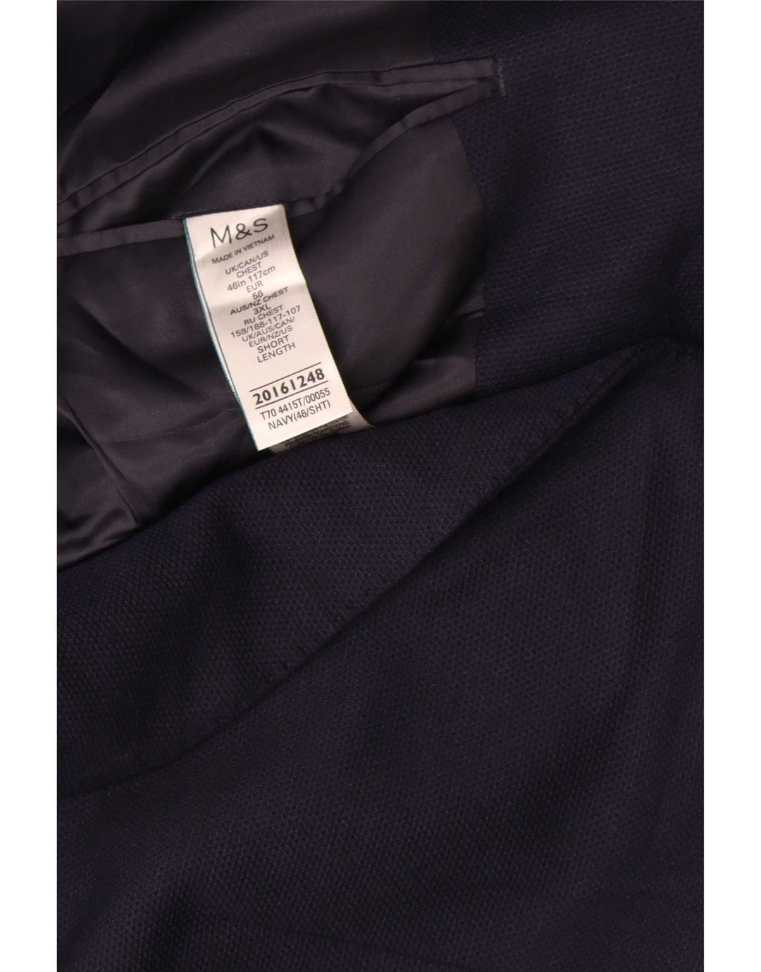 Giacca blazer corta a 2 bottoni Marks & Spencer da uomo UK 46 3XL Blu navy
