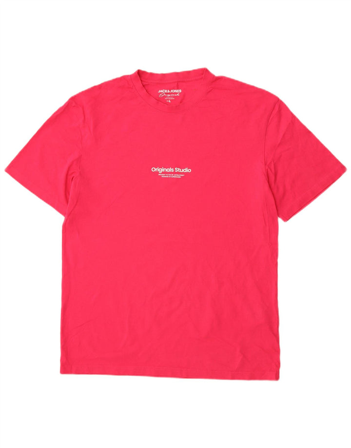 T-shirt da uomo Jack & Jones Top grande in cotone rosa