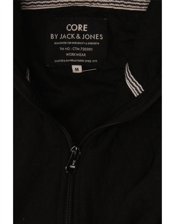 JACK & JONES Mens Zip Hoodie Sweater Medium Black Polyester Vintage Jack & Jones and Second-Hand Jack & Jones from Messina Hembry 