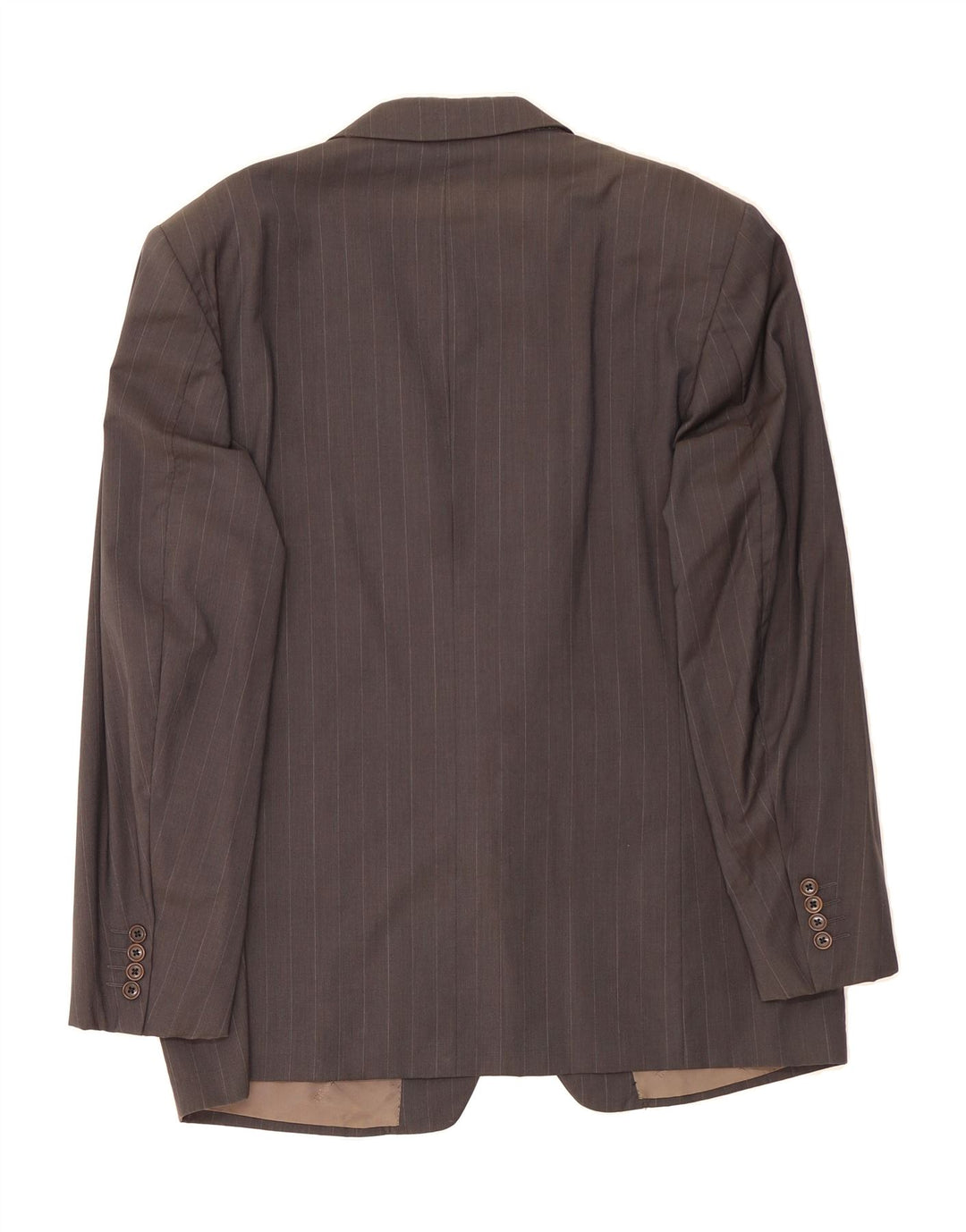 TRUSSARDI Mens 2 Button Blazer Jacket IT 54 2XL Grey Pinstripe Virgin Wool Vintage Trussardi and Second-Hand Trussardi from Messina Hembry 