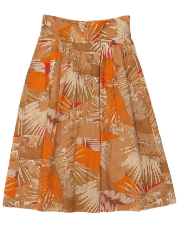 Gonna a trapezio da donna vintage IT 42 media W26 cotone floreale marrone