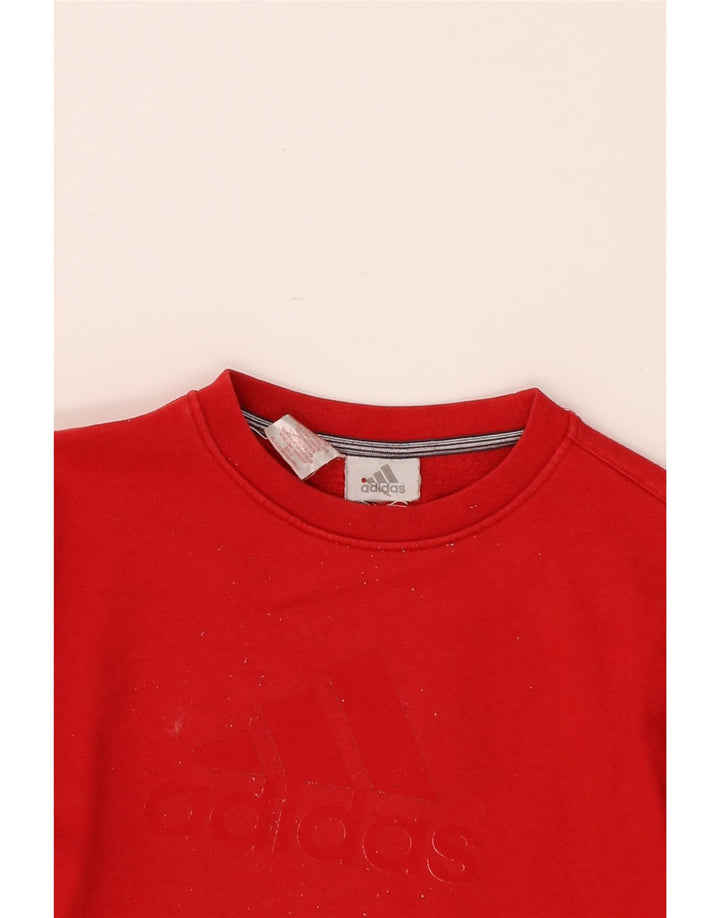 ADIDAS Womens Graphic Sweatshirt Jumper UK 14 Medium Red Vintage Adidas and Second-Hand Adidas from Messina Hembry 