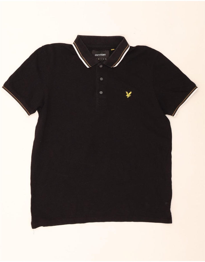 Polo da uomo Lyle & Scott in cotone a righe nere medie
