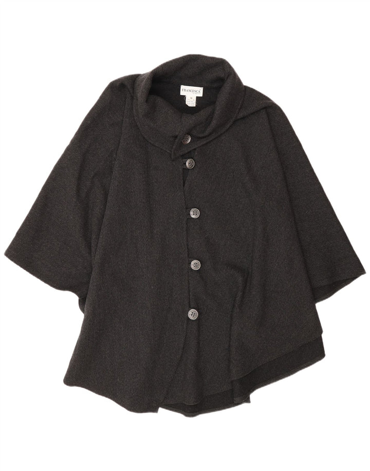 Cappotto a mantella da donna Francesca UK 14 Lana gessata grigio medio