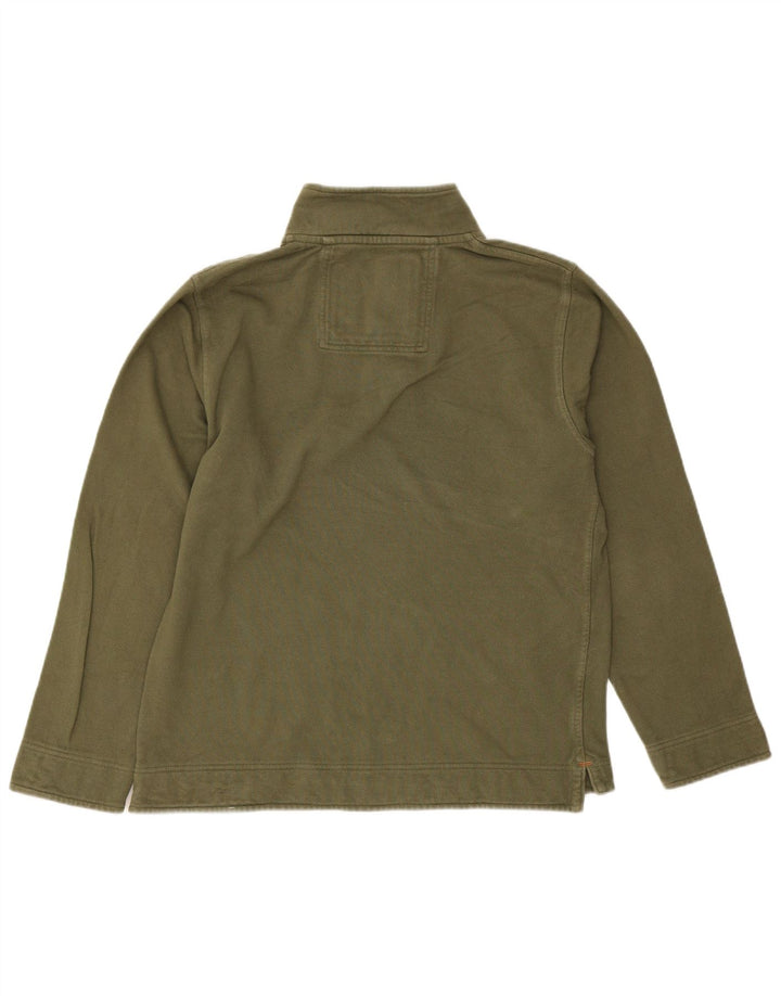 Crew Clothing Felpa con collo con zip da uomo Maglione cotone kaki medio