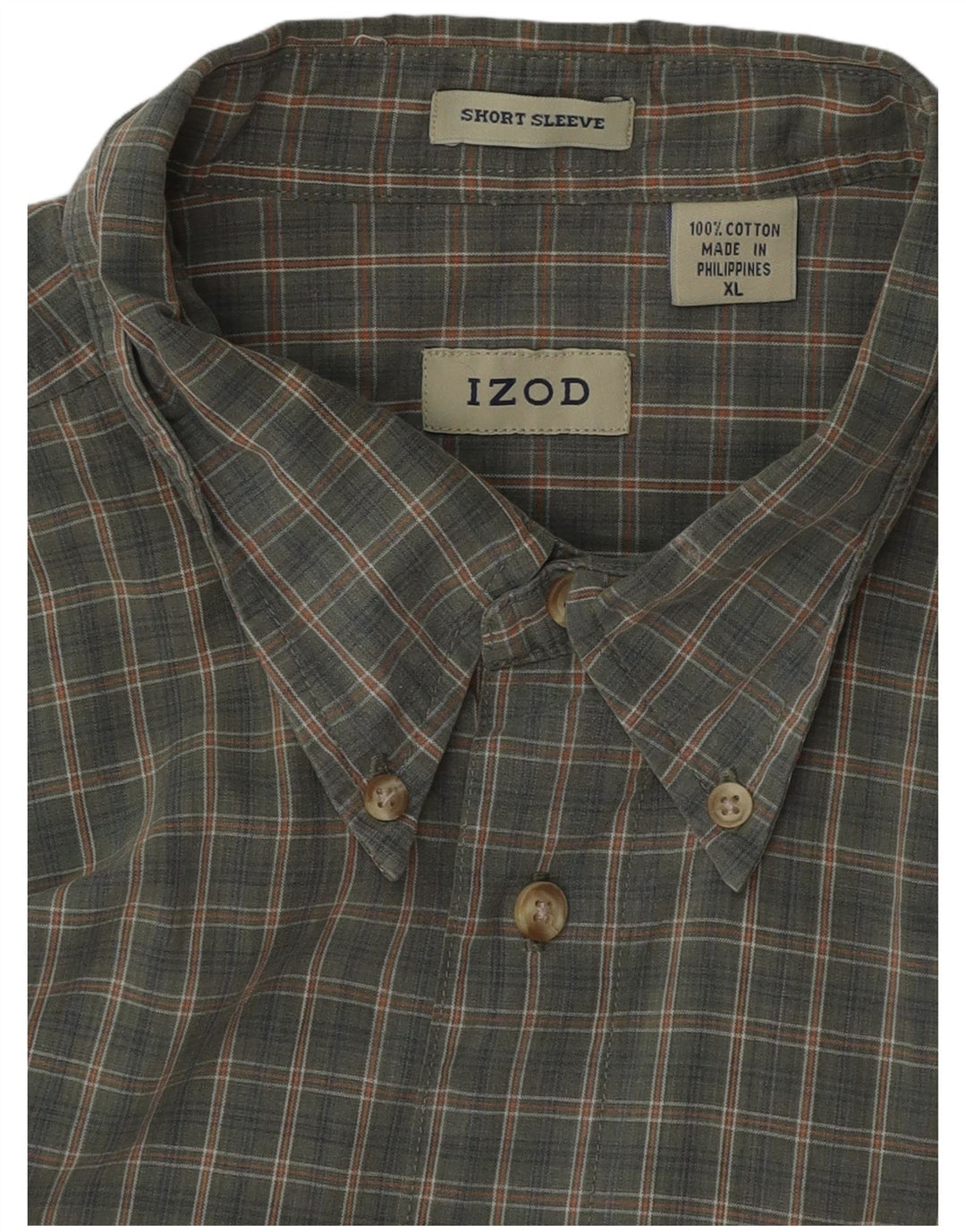 Camicia a maniche corte da uomo IZOD XL in cotone a quadri kaki