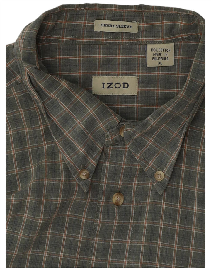 Camicia a maniche corte da uomo IZOD XL in cotone a quadri kaki