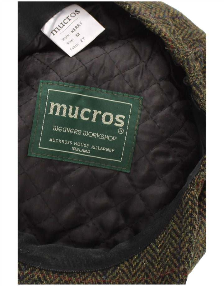 Mucros Weavers Coppola da uomo media kaki a spina di pesce in lana classica