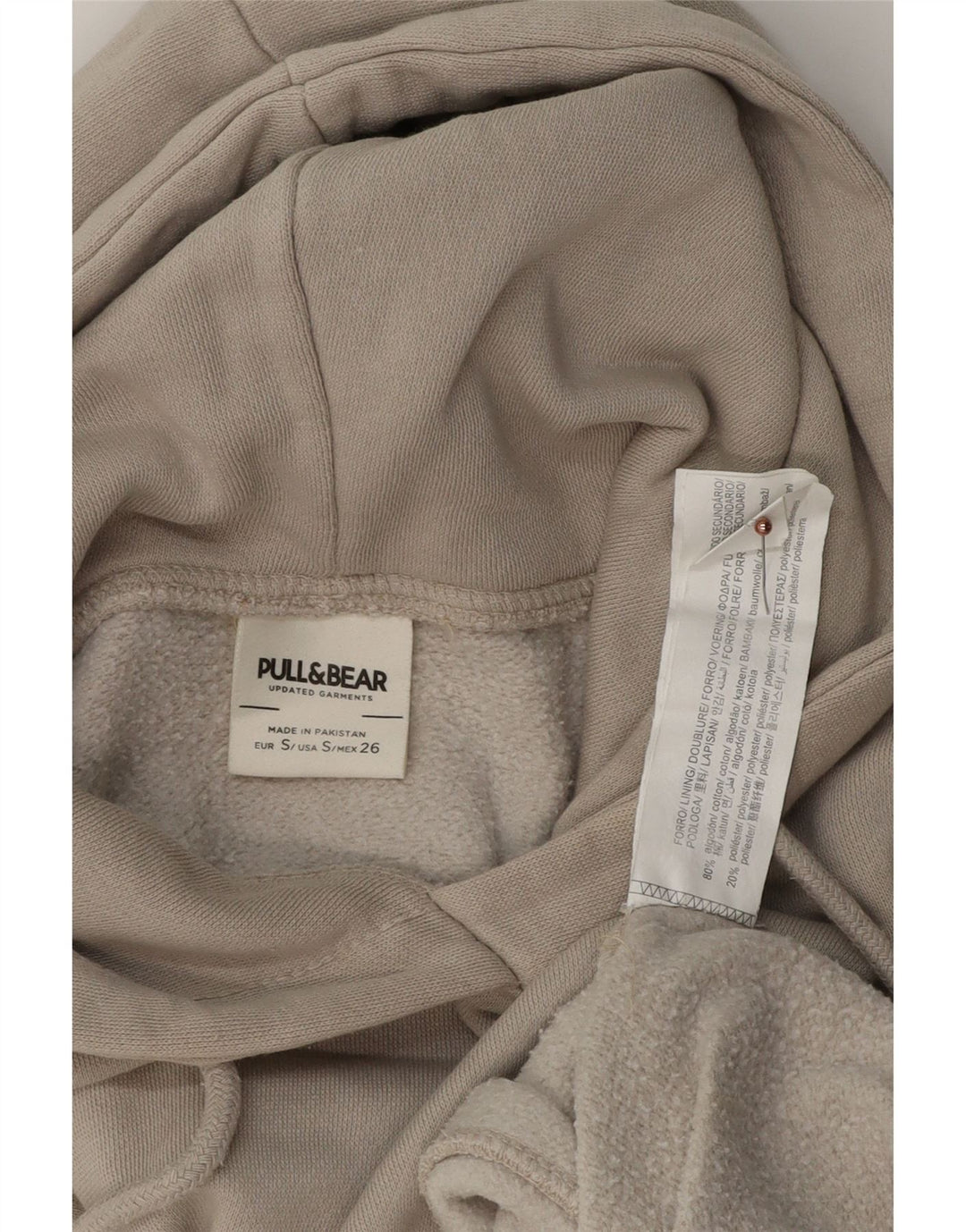 Pull & Bear - Felpa con cappuccio ampia con grafica California da uomo, piccola, beige